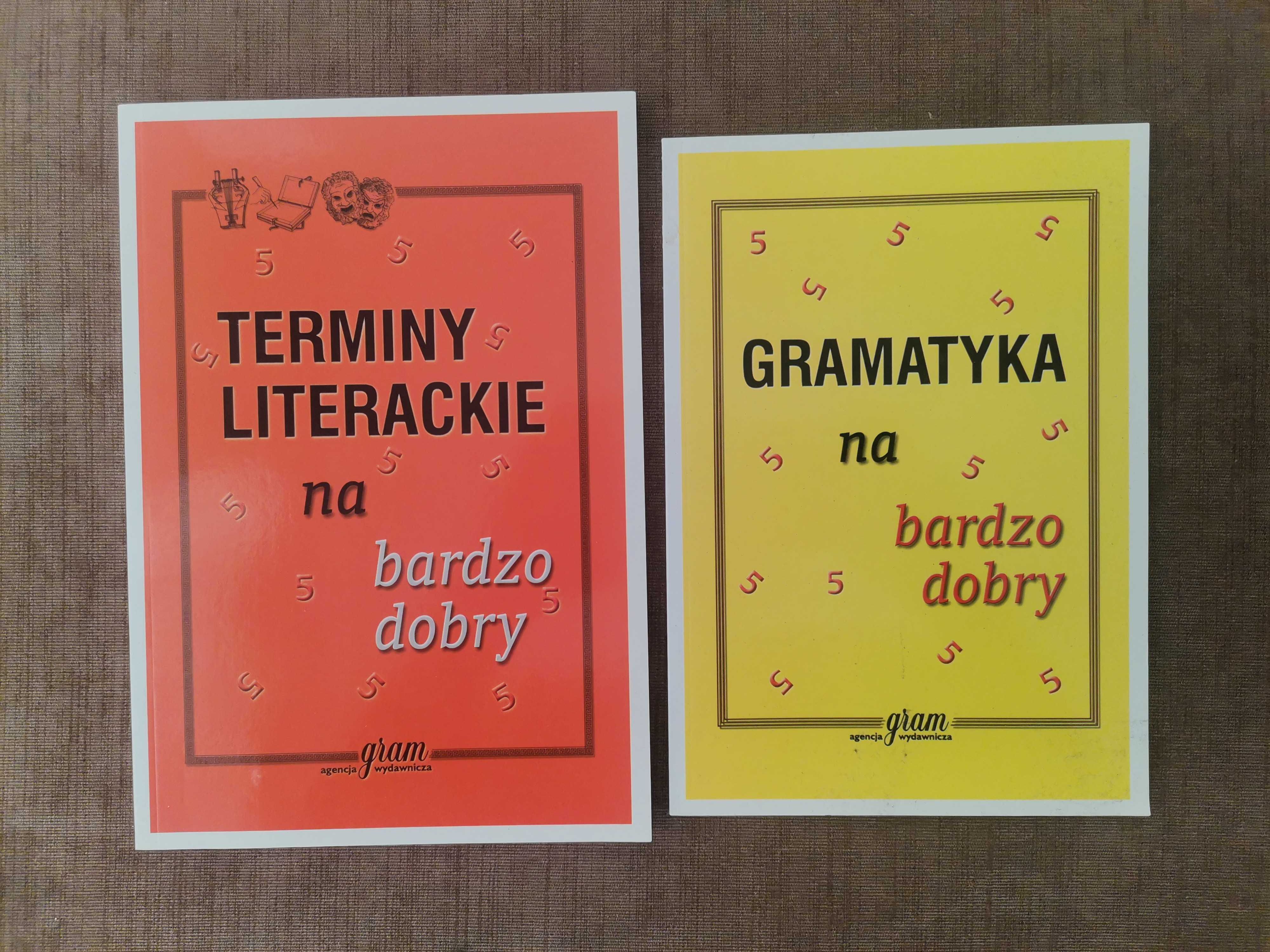 Zestaw 2 książek, gramatyka + terminy literackie na bardzo dobry