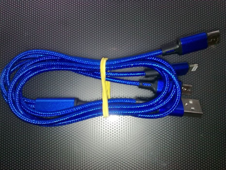 Зарядный кабель-переходник 3 в 1: USB Type-C, Micro USB, Lightning