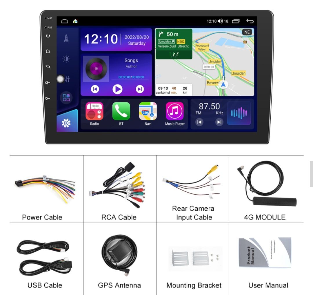 Rádio 2din 6/128GB 9" cartão SIM 4G gps wifi android auto SELADO