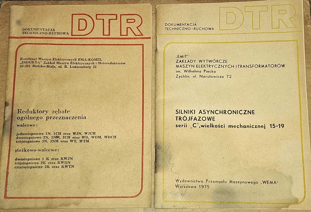Zestaw DTR –Reduktory i Silniki Asynchroniczne (1975) – PRL, EMA-KOMEL