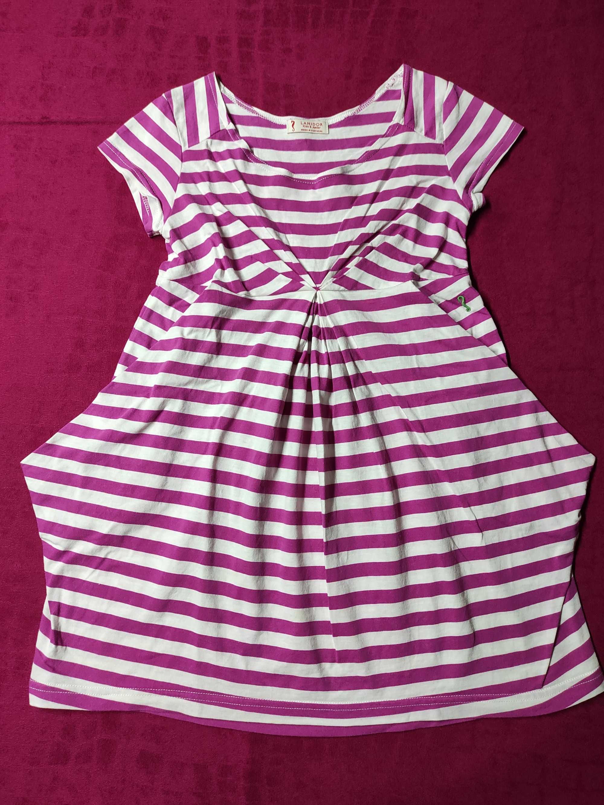 Vestido c/riscas brancas e rosa tamanho 6 anos marca Lanidor