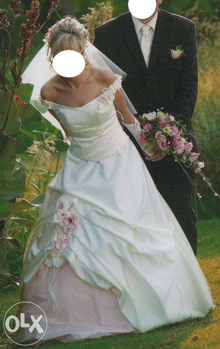 Suknia ślubna - ecru z różem