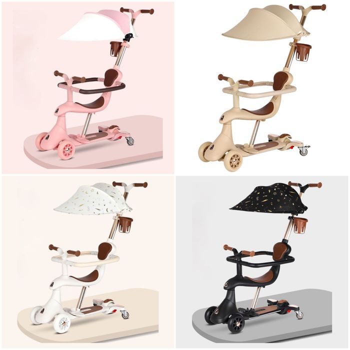 Самокат с родительской ручкой, защитным бортиком 5 в 1 Maraton M7