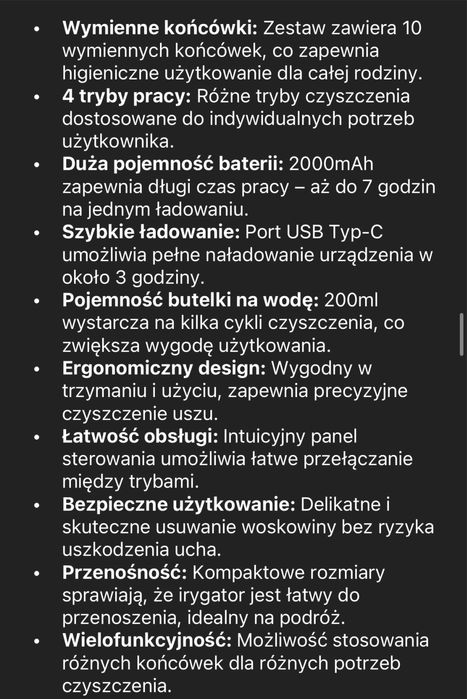 Irygator do uszu nowy