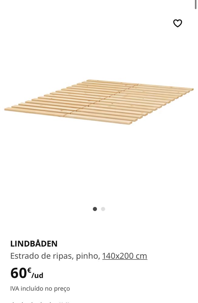 Cama em Pinho IKEA + estrado NOVA