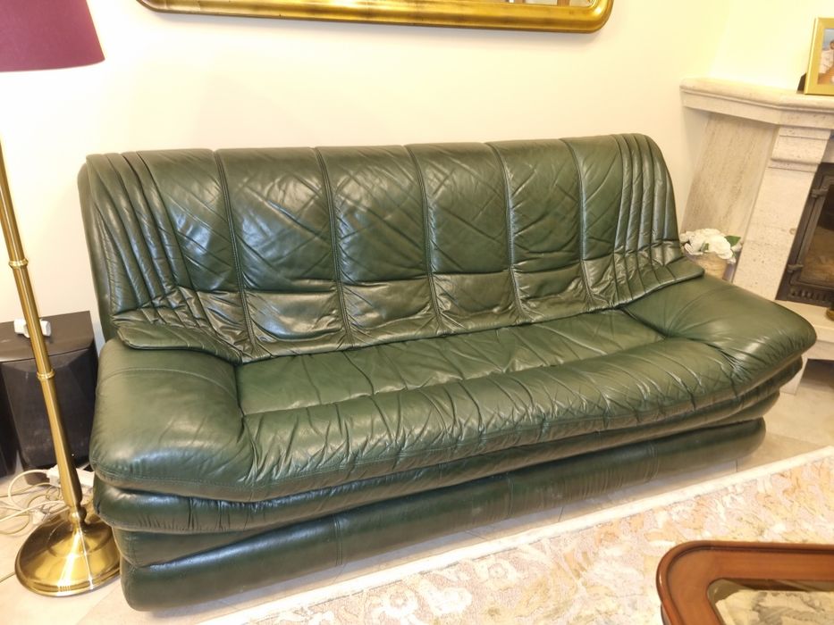 Conjunto 3 sofás em pele