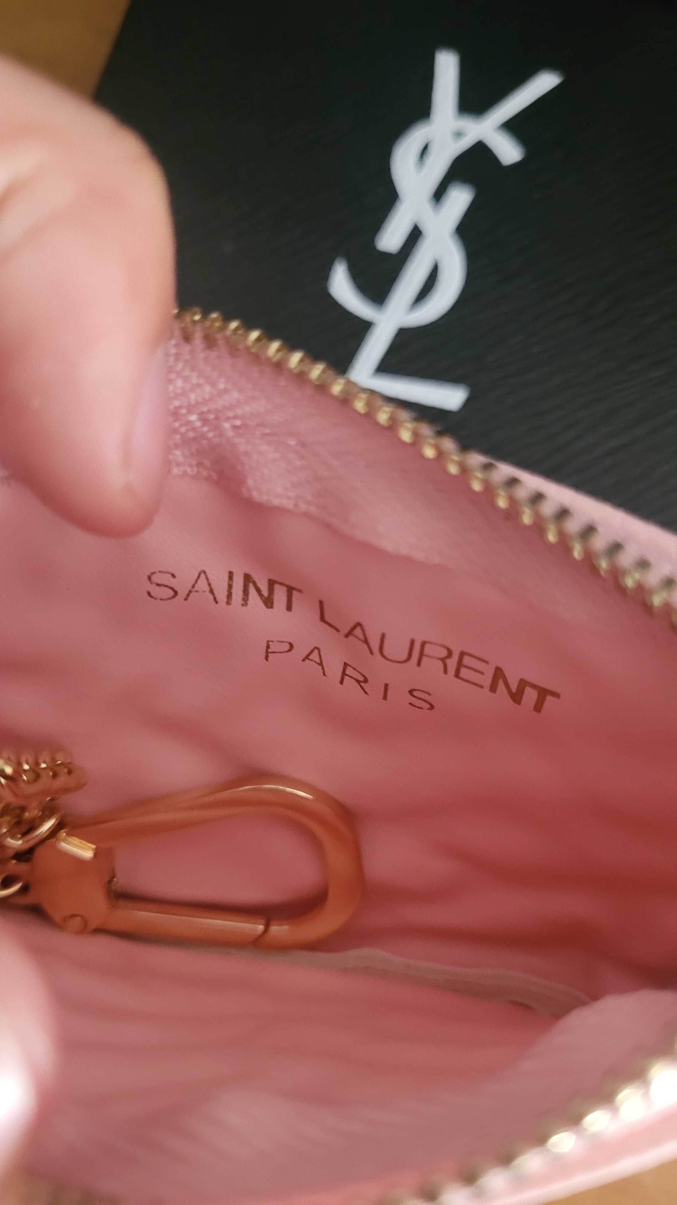 Różowy portfel yves saint laurent