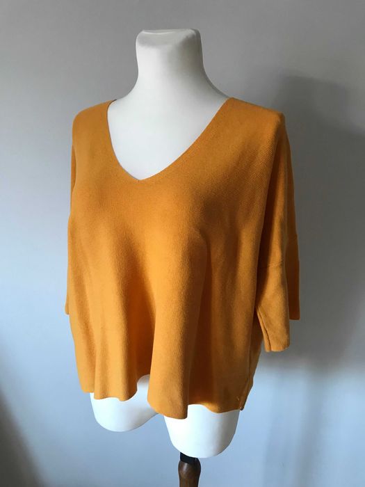 Tunika żółta oversive bluzka z dzianiny sweter nietoperz r. 38 / 40