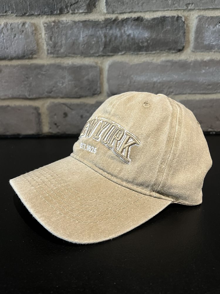 Nowa khaki czapka z daszkiem New York bawełniana unisex vintage