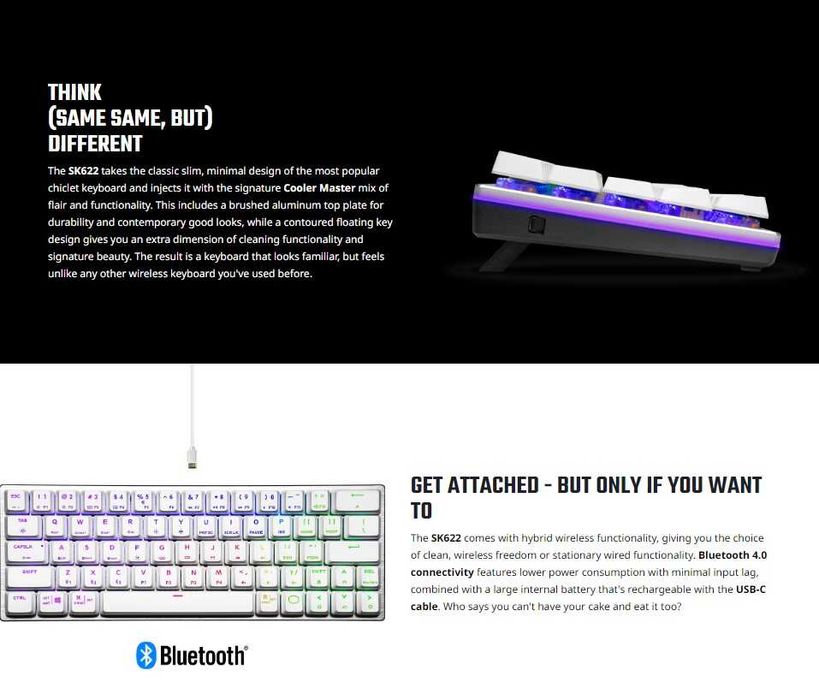 Клавиатура Cooler Master SK622 Silver White механика Brown Switch 1шт