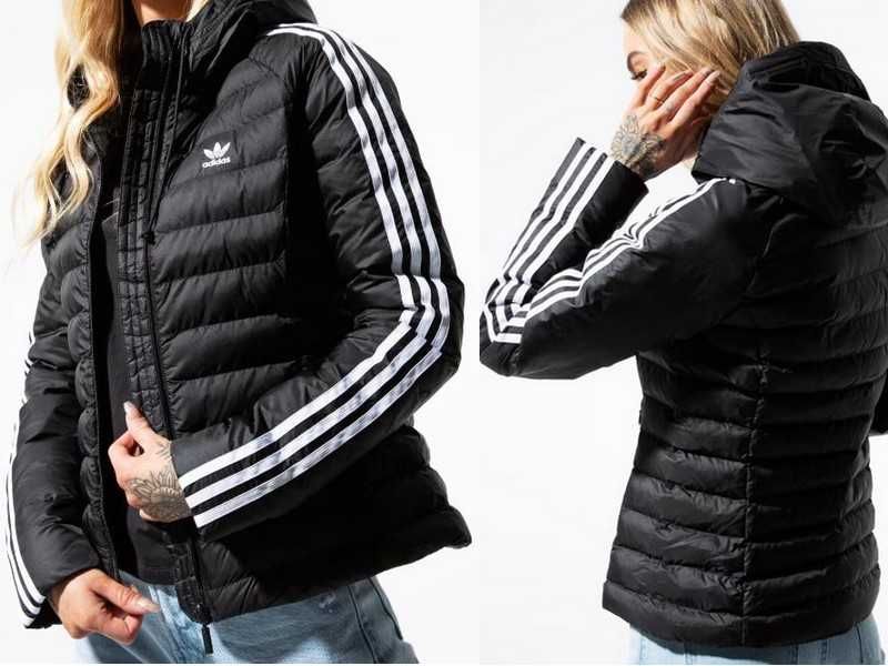 Adidas pikowana kurtka slim z lampasami paski