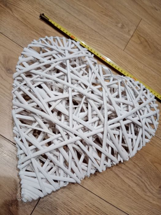 Serce serca wiklinowe białe wesele ślub wesele 35 x 35