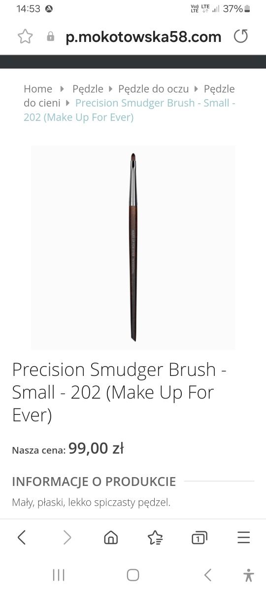 NOWY#202 Make up for ever Sephora pędzelek do makijażu kreski eyeliner