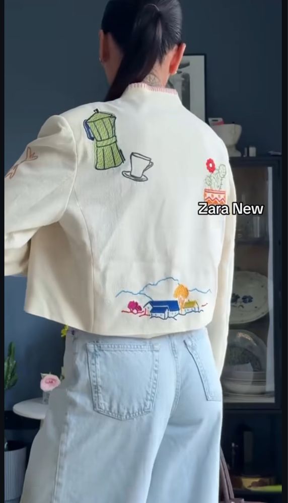 Жакет піджак блейзер zara з вишивкою вишиванка  новий s