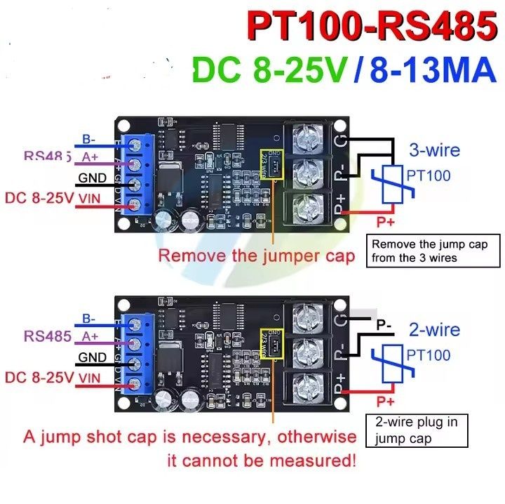 Przetwornik temperatury PT100 na RS485 Modbus RTU