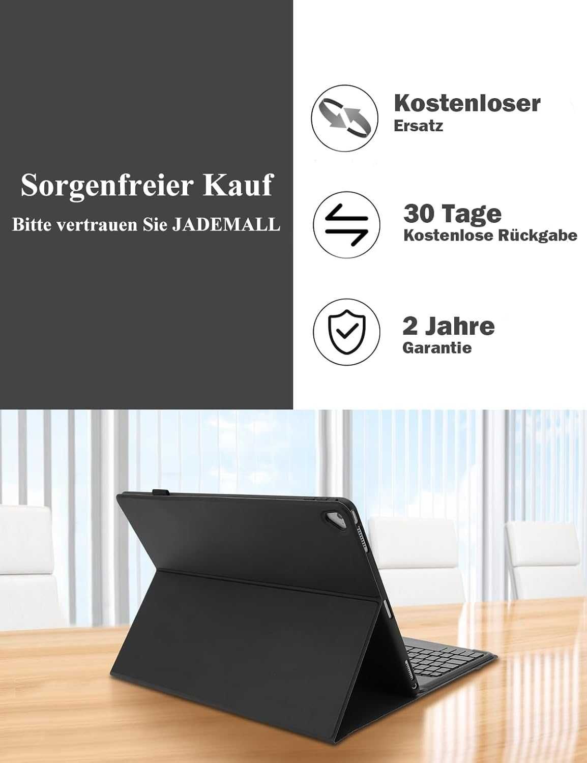 JADEMALL etui klawiatura bluetooth do iPad 9/8/7 10.2 Air 3 Pro 10.5