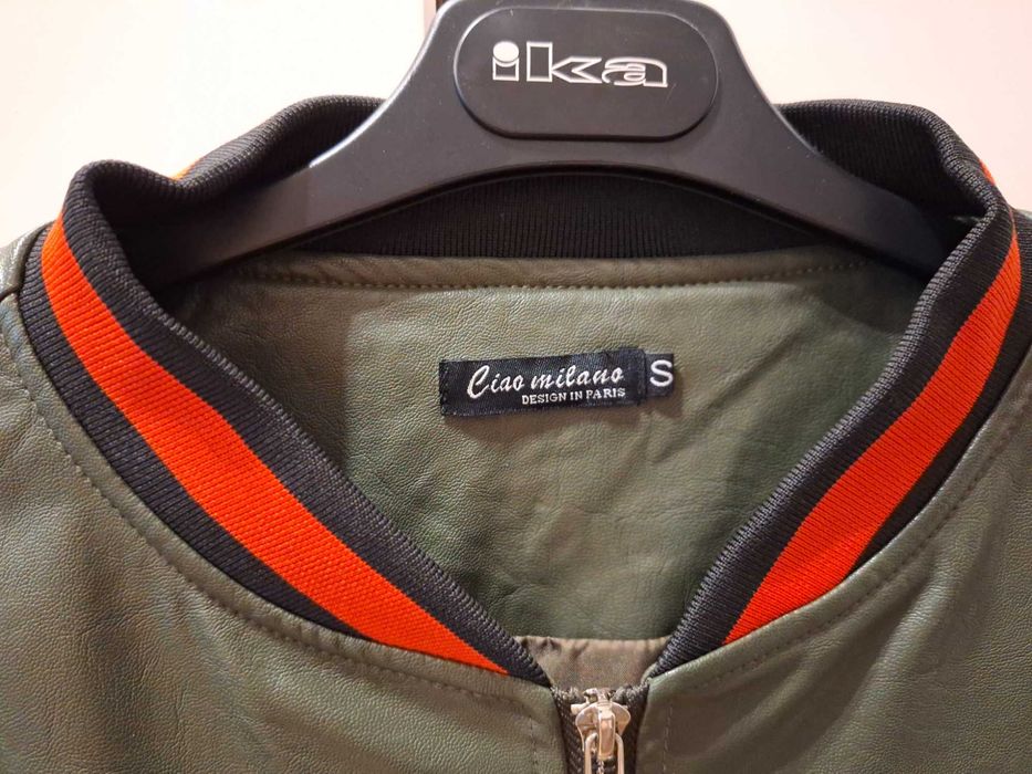 Skórzana bomberka khaki