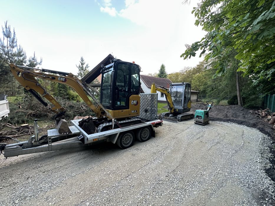 Usługi minikoparką, wynajem minikoparki, roboty ziemne, przyłącza