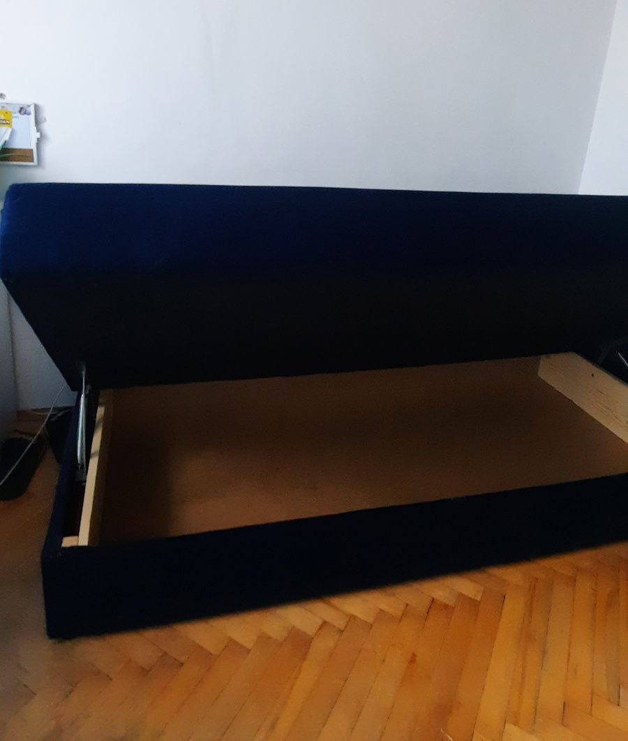 Łóżko tapczan młodzieżowe granatowe tapicerowane 90x190