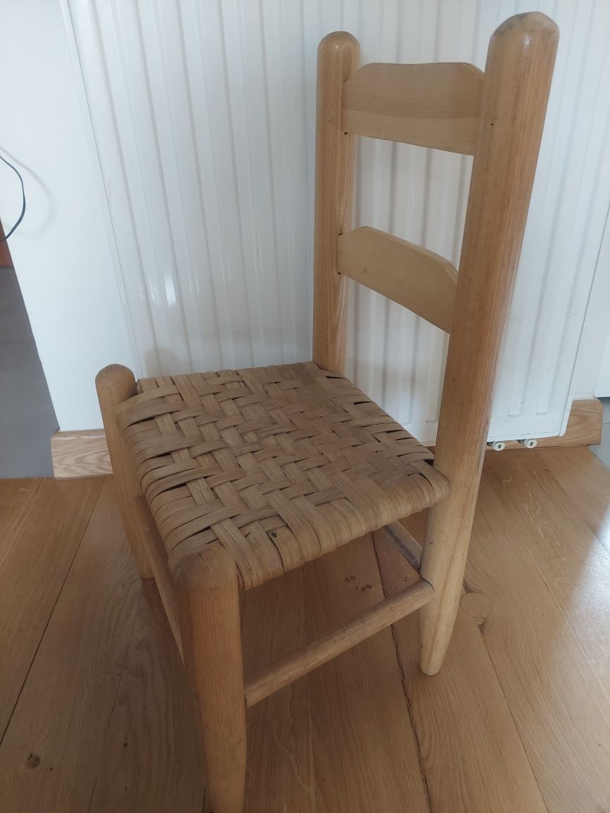Orginał krzesło dziecięce drewniane handcraft/rękodzieło z USA