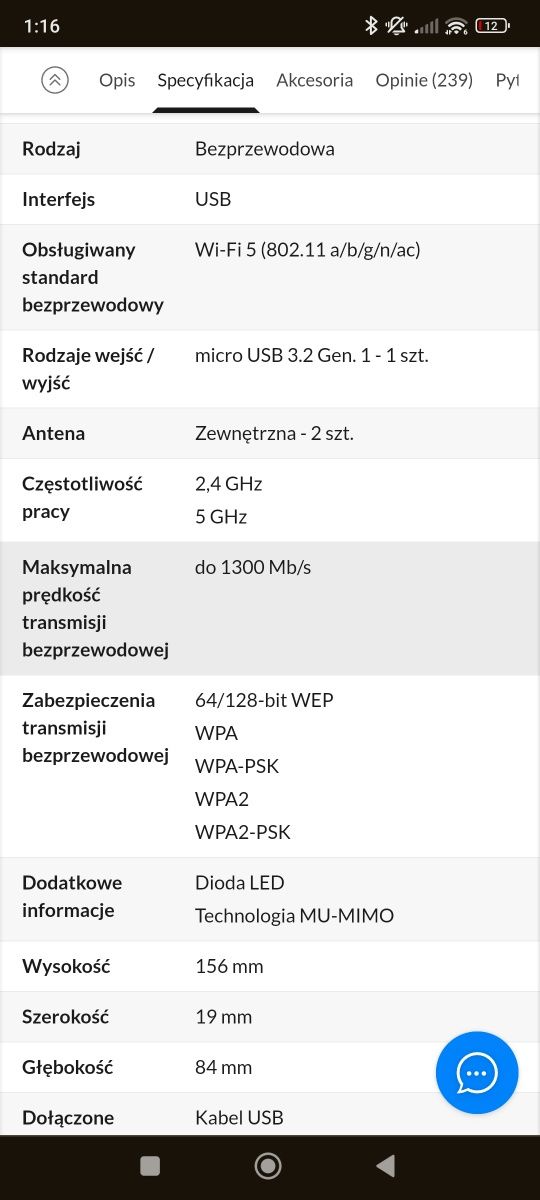 Karta sieciowa USB Wi-Fi || TP-Link Archer T4U Plus