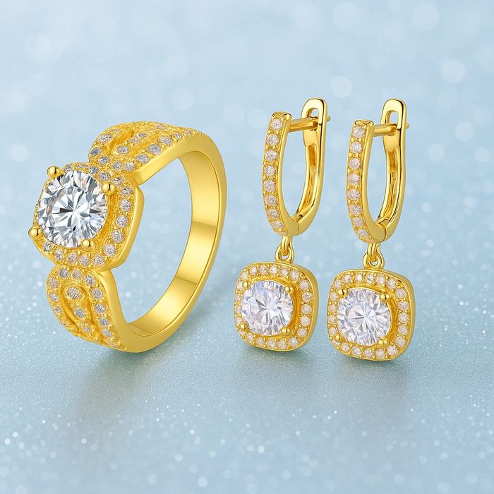 Комплект зі срібла з діамантами (муасаніт)