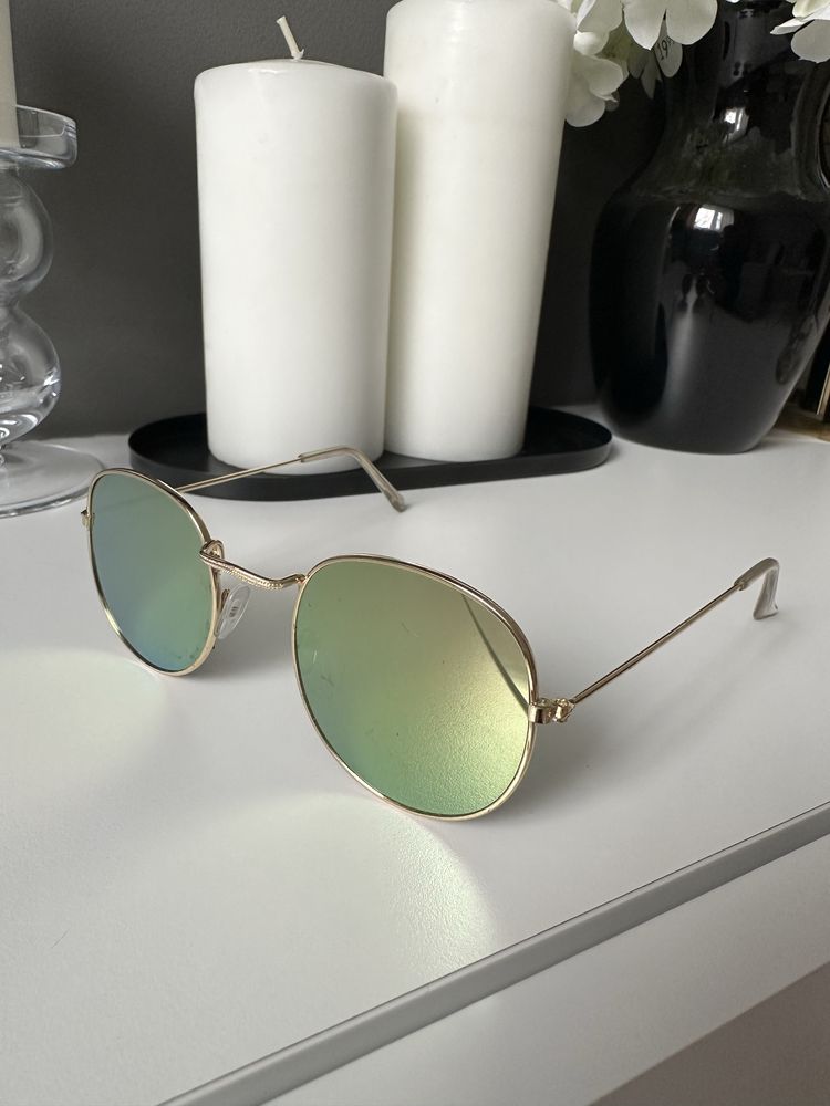 H&M okulary przeciwsłoneczne lenonki złote