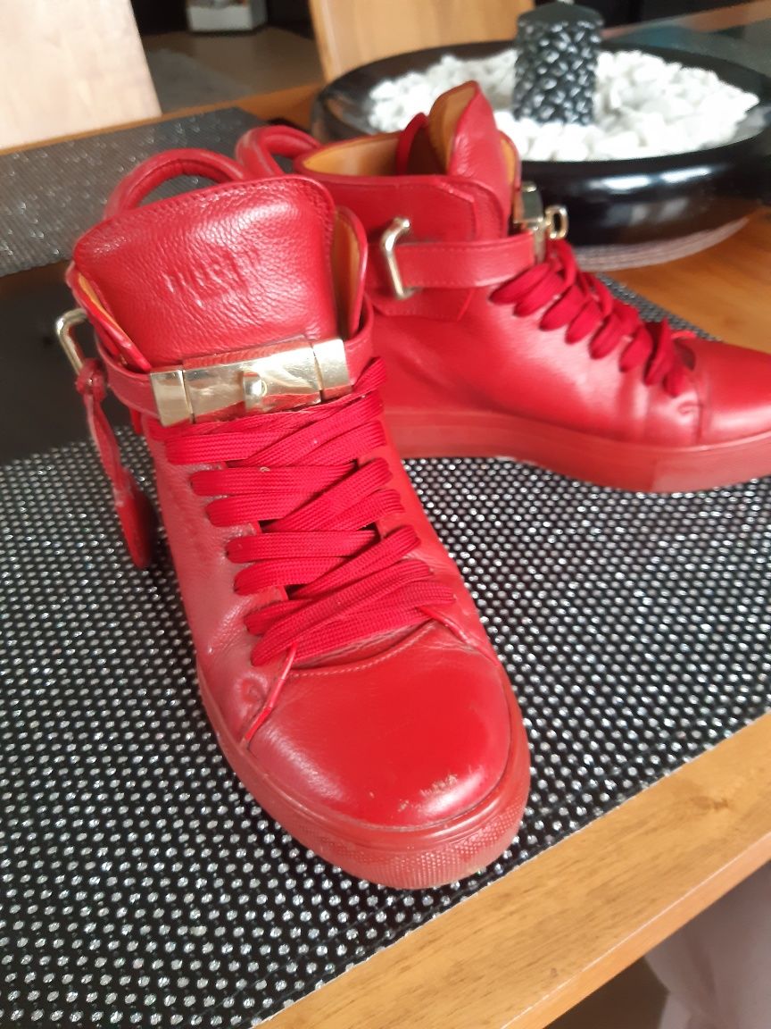 Buty czerwone sneakersy 38 buscemi skóra