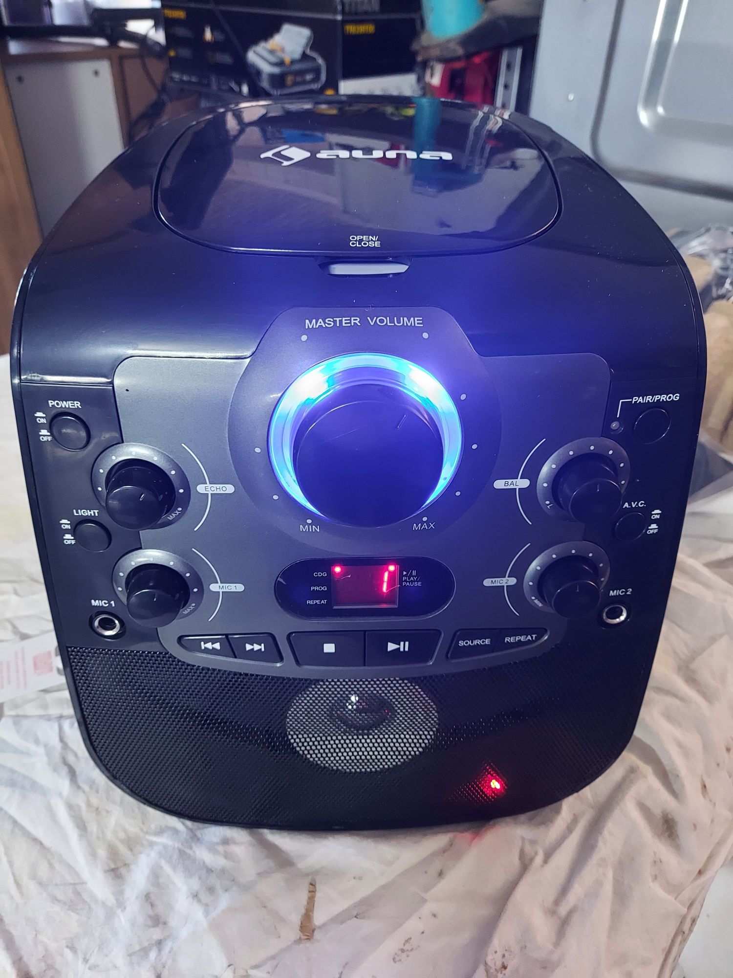 Karaoke dla dzieci zestaw BT CD mikrofon LED Auna NOWE