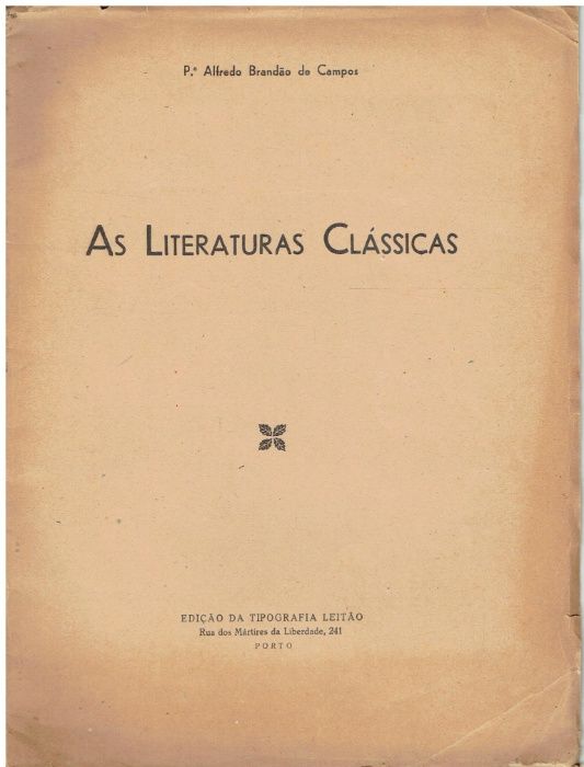 8561 As literaturas clássicas por padre Alfredo Brandäo de Campos.