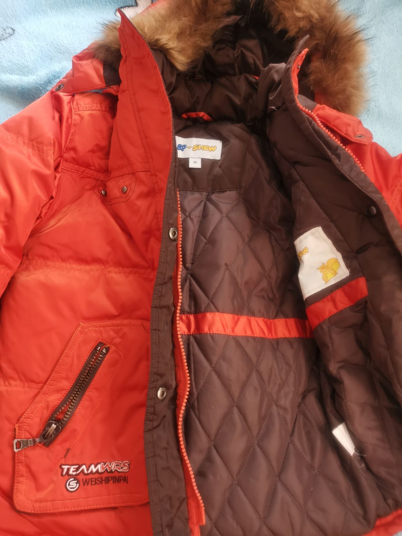 Нова зимня куртка оранж 116 р