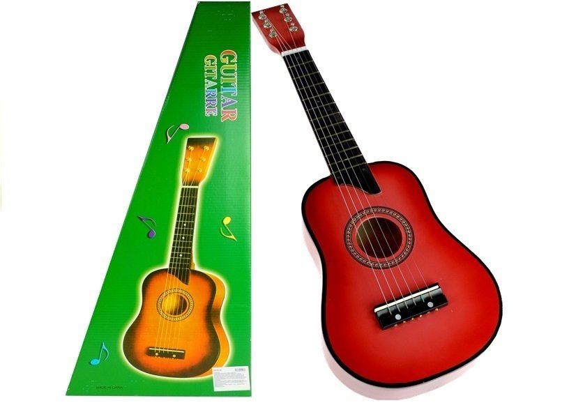 Gitara Drewniana Klasyczna z Kostką Różowa 60 cm