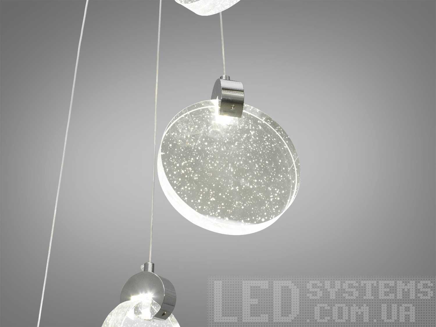Сучасна світлодіодна люстра з LED підвісами, колір хром, 40W 3008/8HR