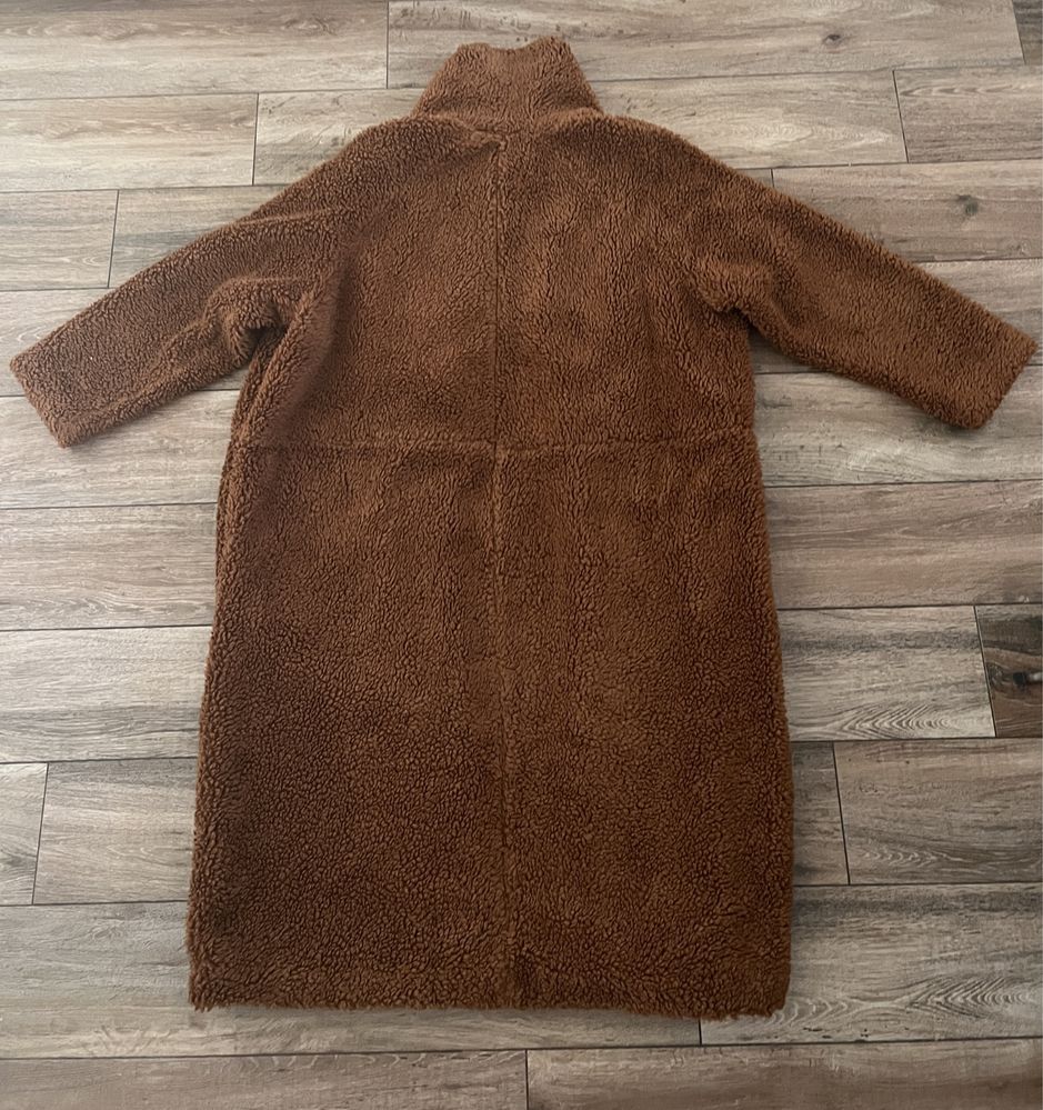 Długi płaszcz pluszowy futerkowy futro Hm H&M Xl oversize