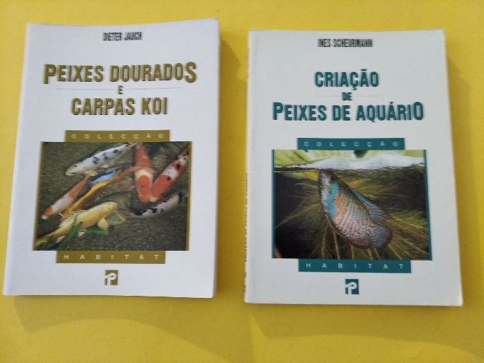 Livros sobre peixes, pesca, aquário etc.