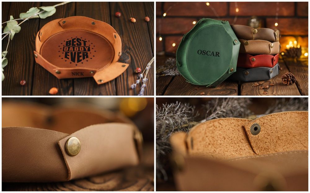 Персонализированный Кожаный Поднос Для Мелочей Органайзер ДекорПодарок