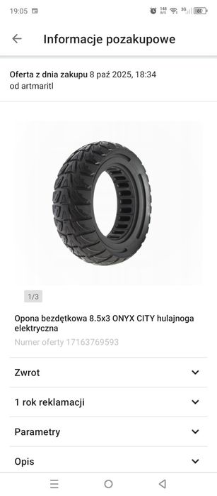 Opona do hulajnogi bezdętkowa nowa