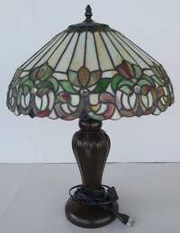 Lampa Witrażowa Szkło Tiffany Powystawowa z Masywną Podstawą