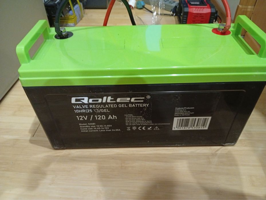 Аккумулятор тяговий гелевий Qoltec 120Ah 12V