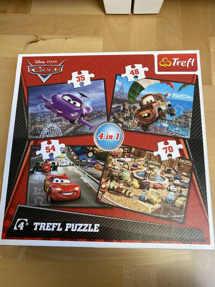 Puzzle 4 w 1 Cars, Auta Dusney, jak nowe.