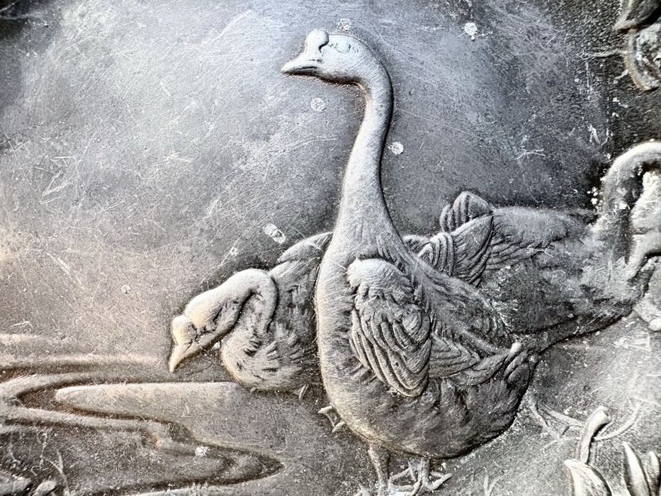 Linda antiga bilheteira asiática em estanho Sec XIX