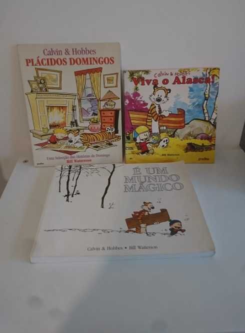 3 livros Banda Desenhada Calvin&Hobbes (edição antiga dos anos 90)