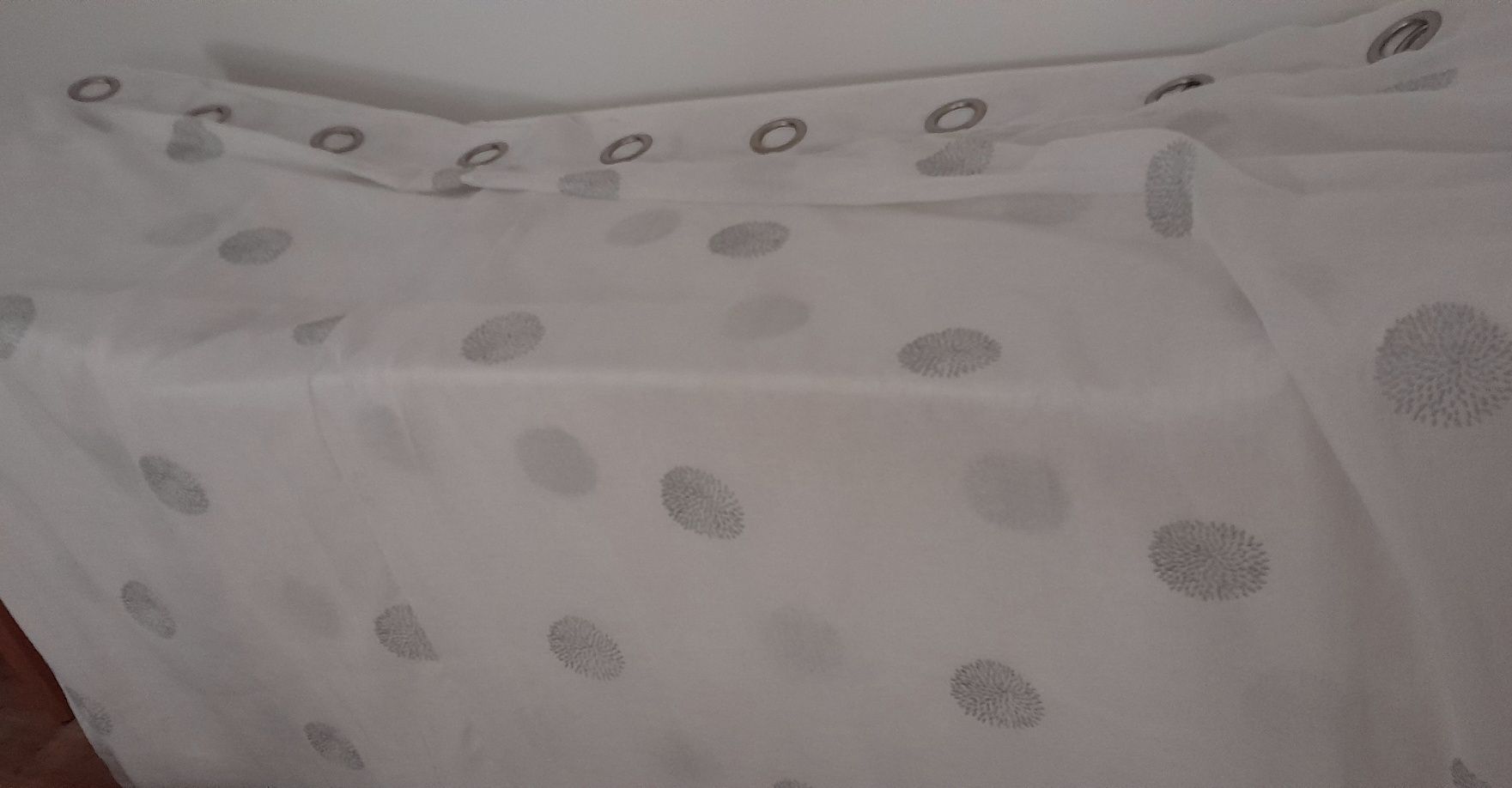 Curtain voil white silver embroidery