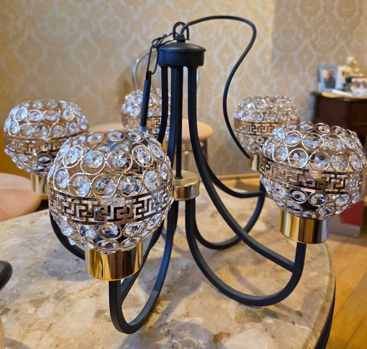 Світильник лофт , чорний з золотом.