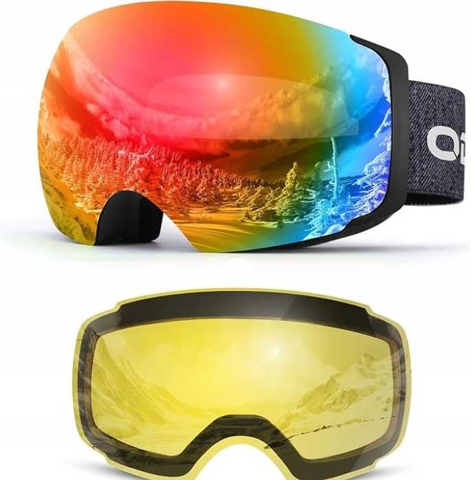 Gogle Narciarskie Snowboardowe Bezramkowe Magnetyczne UV Unisex
