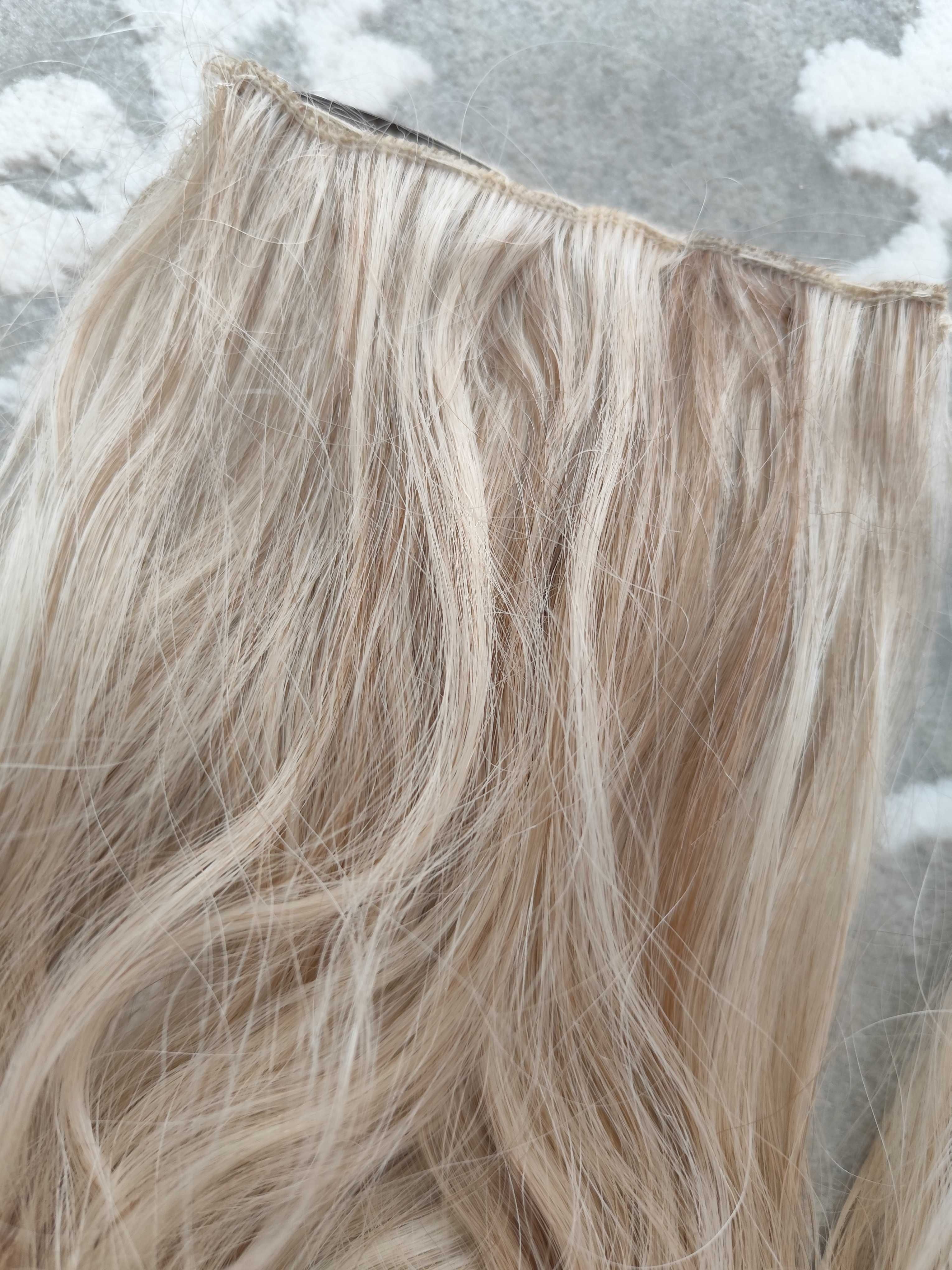 Włosy doczepiane falowane na spinki piano blond 70 cm 130 g