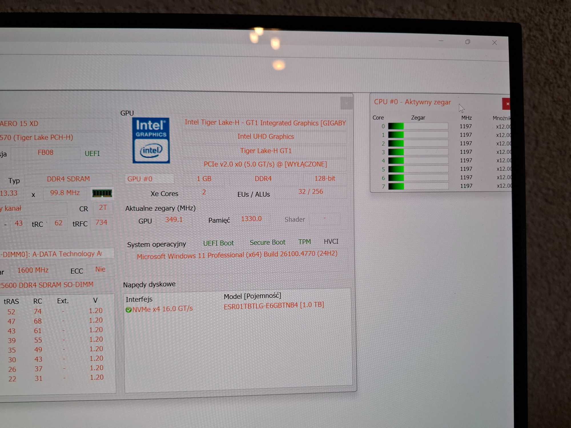 Gigabyte AERO 15 OLED i7-11800H/32GB/1TB/W10P RTX3070 - STAN IDEALNY