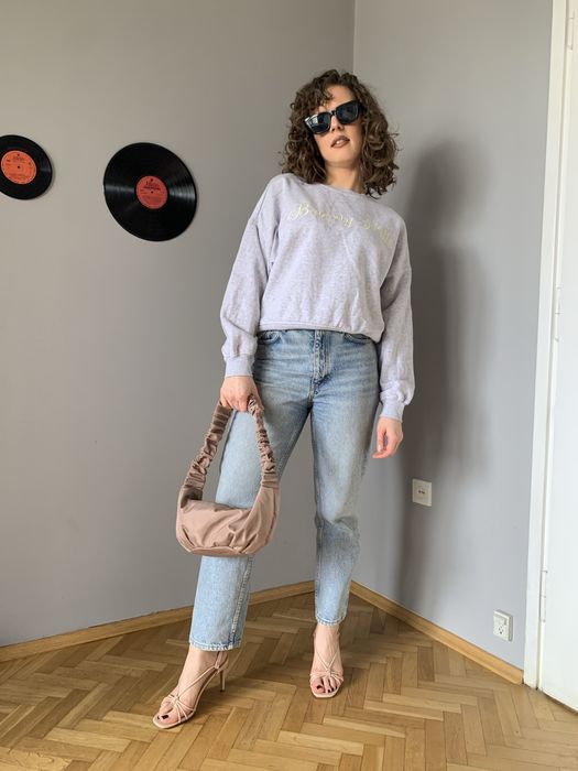 Bluza vintage szara oversize Beverly Hills crewneck M