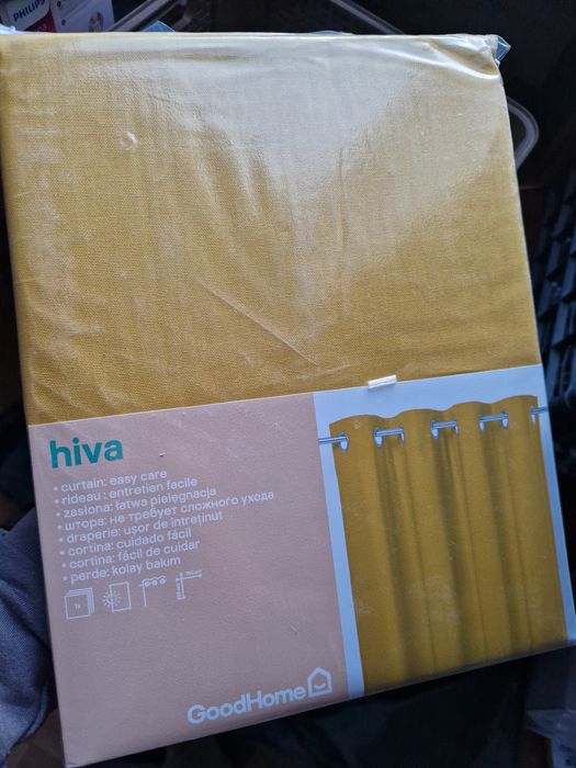 Nowa zasłona na przelotkach hiva, 140x260, żółta, 100% bawełna