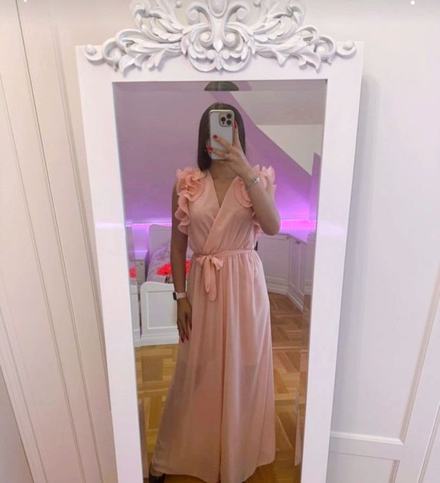 Nowy elegancki kombinezon z metką pudrowy róż